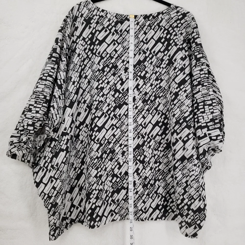 Bryn Walker linen top Women Oversized Med black and white 100% linen lagenlook - Picture 8 of 9